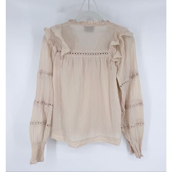 NEO NOIR Aurika S Voile Blouse Ruffle Cotton Long Sleeve Womens Size US 4 EUC 34 - Picture 3 of 10